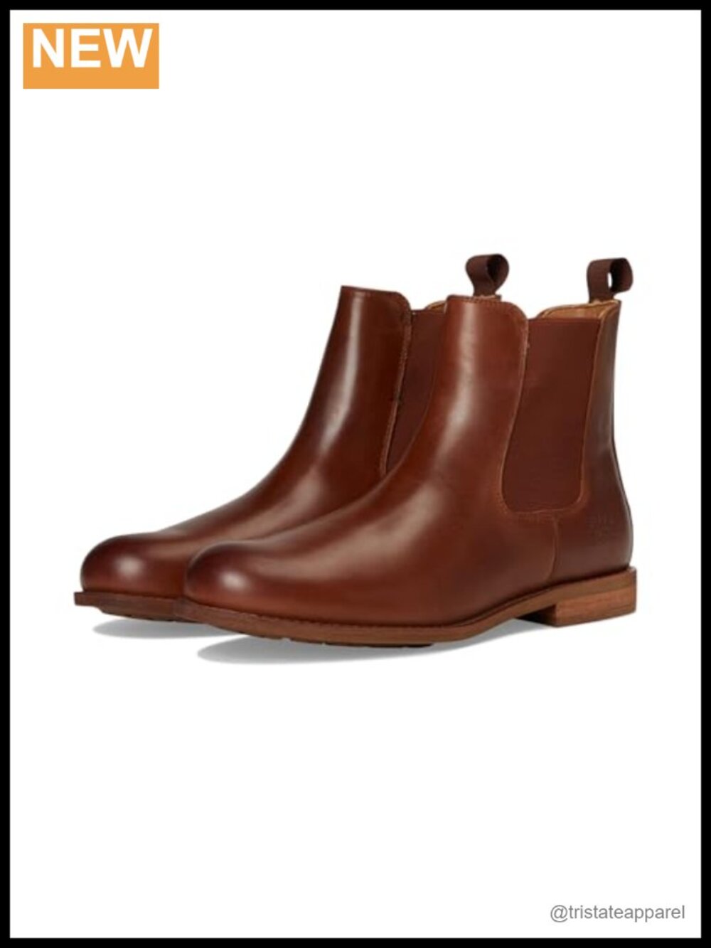 Men's Leather Chelsea Ankle Boots Block Heel Slip On Pull Tab